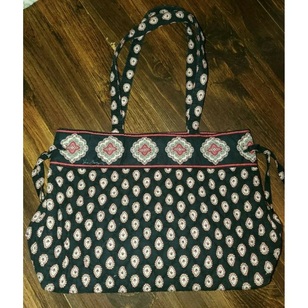 VERA BRADLEY Tie Tote CLASSIC BLACK Tote Purse Shoulder Handbag